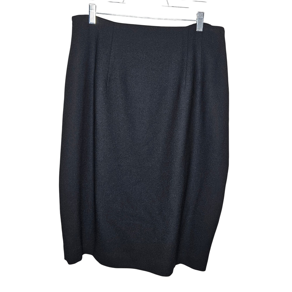 Vintage Jones New York Black 100% Worsted‎ Wool Pencil Skirt 14W